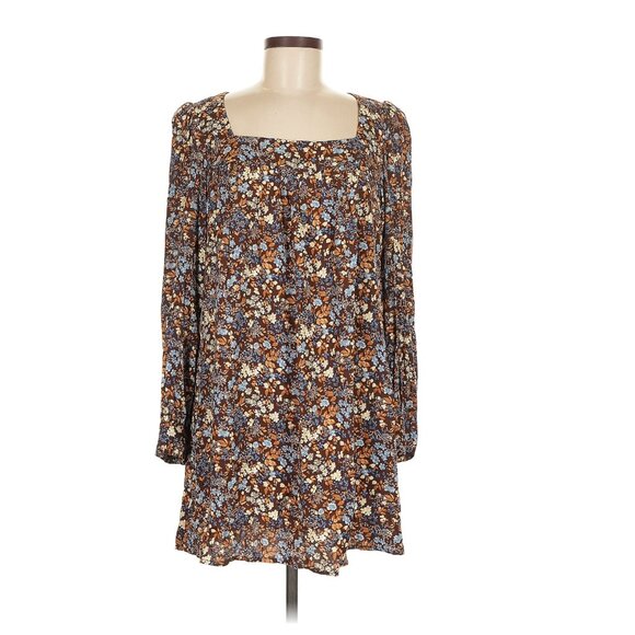 Reformation Blake Mini Dress – Brown Blue Floral, Size M - Picture 4 of 8